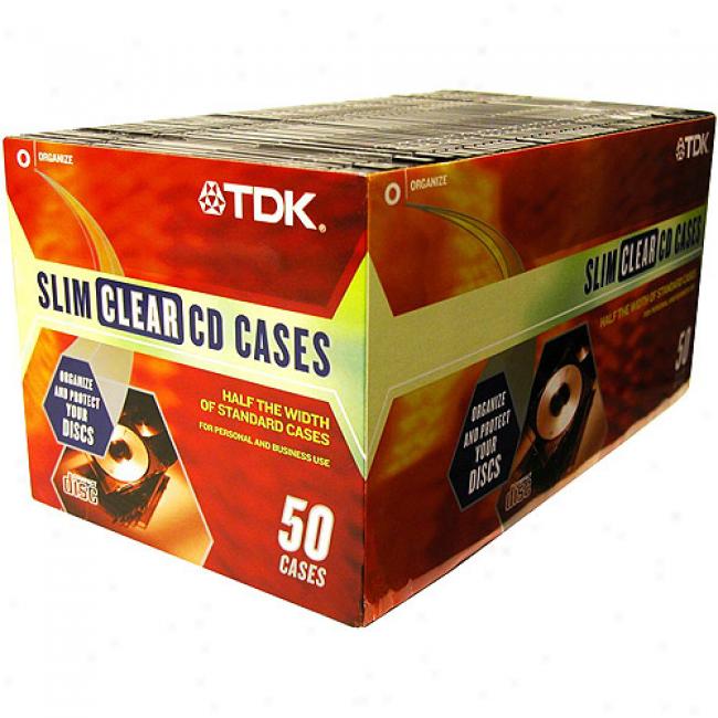 Tdk Slim Cd Jewel Cases, 50-pack