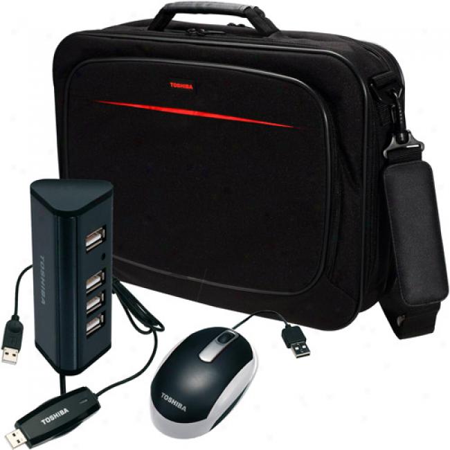 Toshiba Laptop Starter Bundle, Pa1439u-1kit W/ Nylon Case, Usb Data Transfer Cable And Laser Mouse