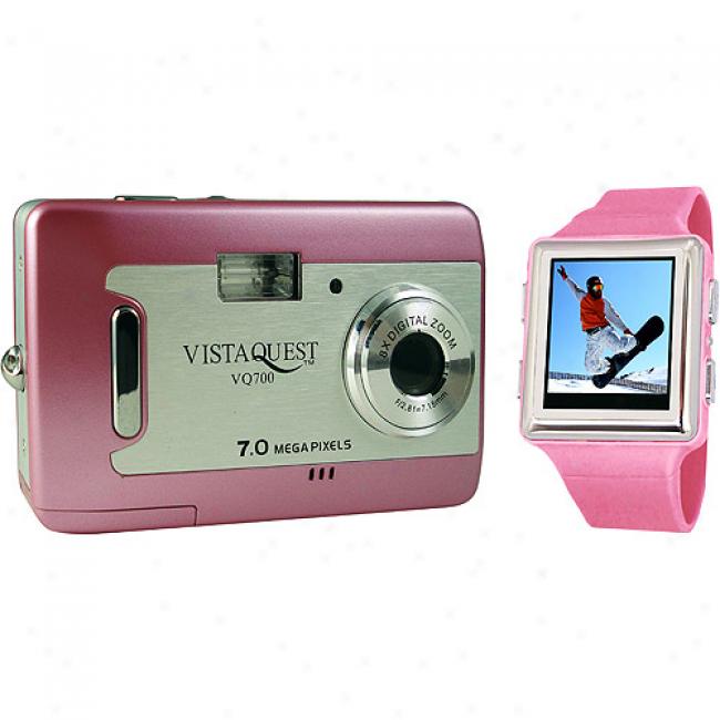 Vistaquest V700 Pink 7 Mp Digital Camera & 2.4