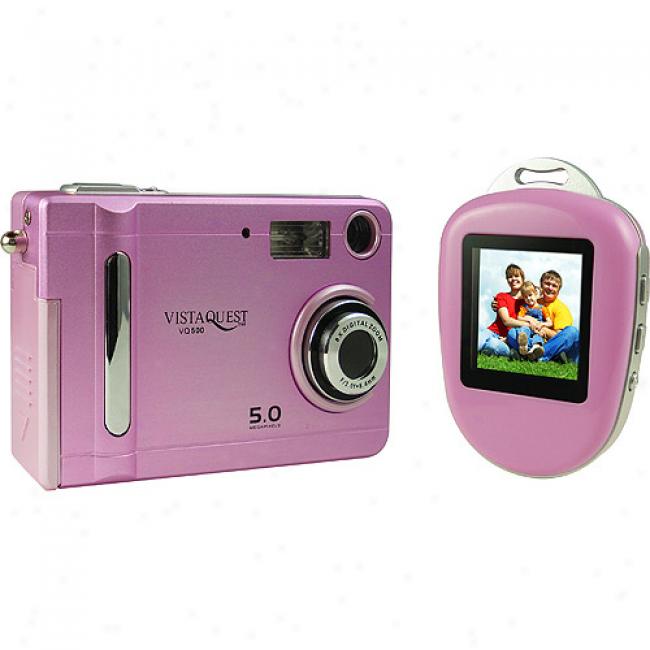 Vistaquest Vq-500 Pink 5 Mp Digitla Camera & 1.5