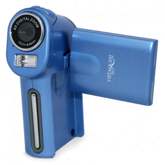 Vistaquest Vq-dv7 Blue Flash M3mory Digital Cacorder, Digital Camera, Mp3 Player & Pc Web Cam, 7mp Resolution