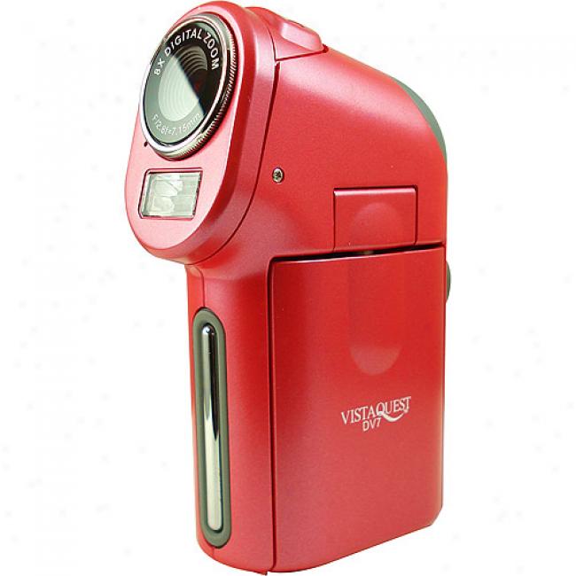 Vistaquest Vq-dv7 Red Flash Memory Digital Camcorder, Digital Camera, Mp3 Actor & Pc Web Cam