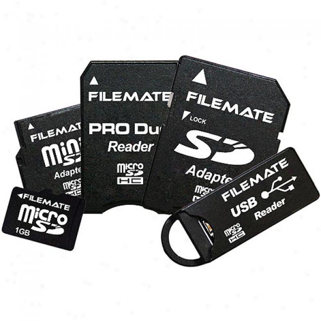 Wintec Filemate 1gb Microsd Kit With Standard Sd, Mini Sd, Memory Stick Pro Duo, And Usb Adapters