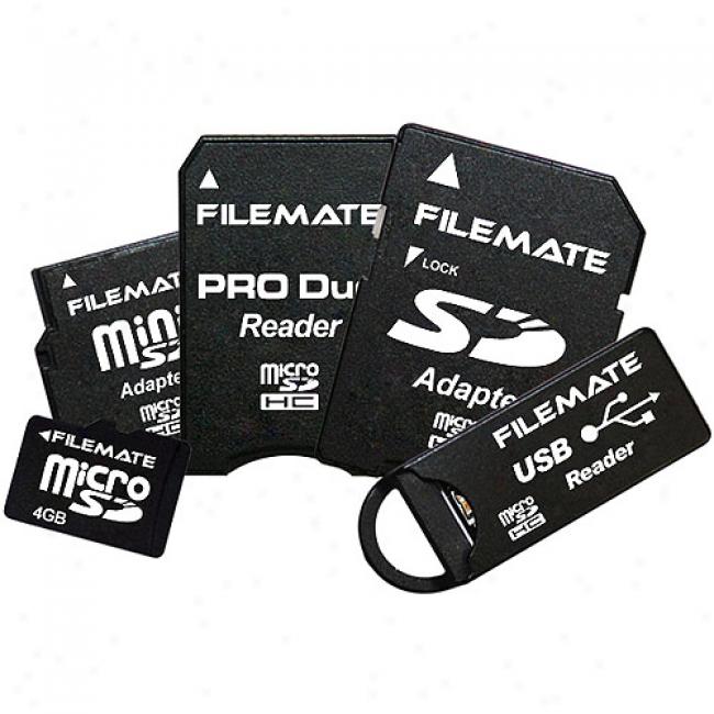Wintec Filemate 4bg Microsdhc Kit Witg Standard Sd, Mini Sd, Memory Stick Pro Duo, And Uzb Adapters