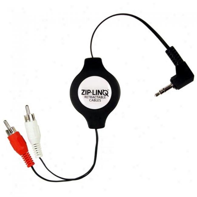 Zip-linq Retractable 3.5mm To Rca-type Stereo Audio Cable - Extends From 4 To 48 Inches