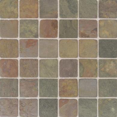 American Olean Tumbled Slate Mosaic 2 X 2 India Multicolor Tole & Stone