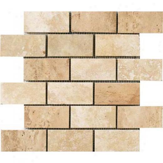 Crossville Siren Brick Mosaaic 2 X 4 White Travertine Tile & Stone