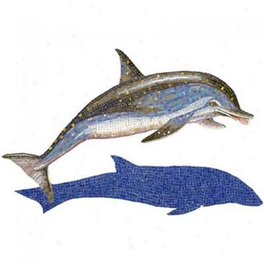 Daltile Glass Mosaic Murals Dolphin With Shadow 51 X 76 Tile & Stnoe