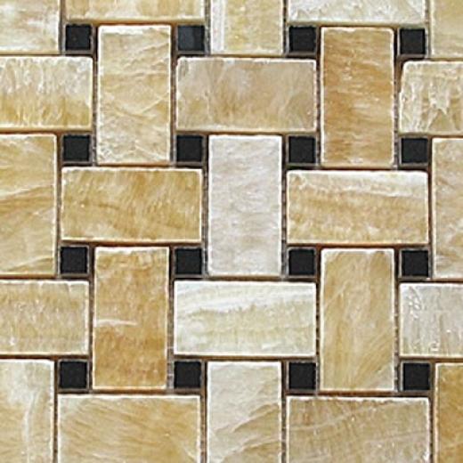 Diamond Tech Glass Marble Series Basketweave Honey/black Dot Tile & Stone