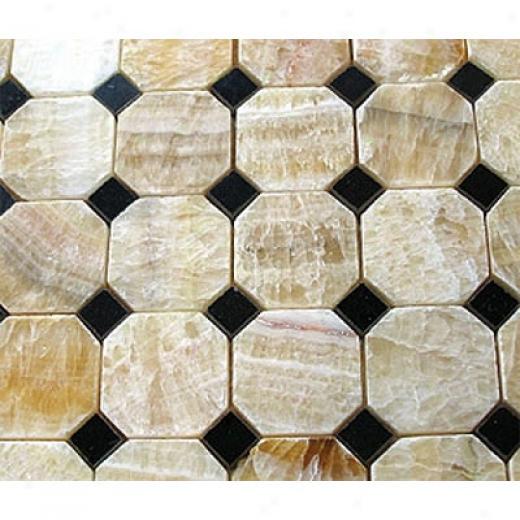 Diamond Tech Glass Marble Series Octagon Mosaic Honey Onyx/black Dot Tile & Stone