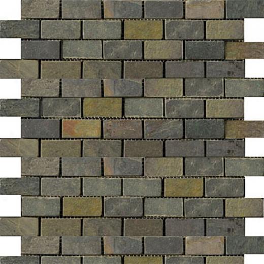 Emser Tile Antique & Tumbled Stone Mosaic 1 X 2 Offset Slate Tumbled Multi Rajah Tile & Stone