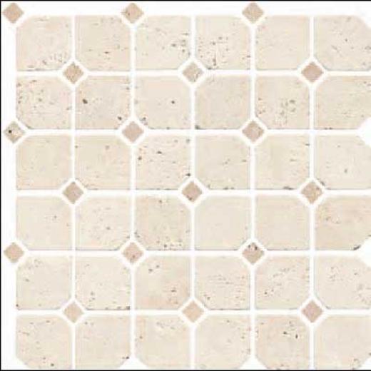 Florida Tile Pietra Art Stone Octagon Mosaic White W/brown Dots Tile & Stone