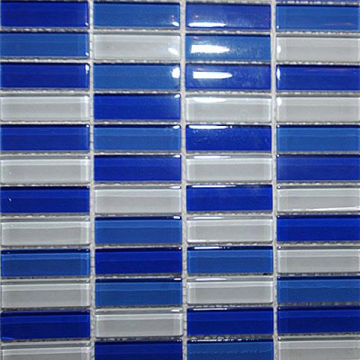 Maestro Mosaics Crystal Glass Blends Mosaic White-med Blue-cobalt Tile & Stone