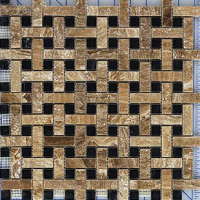 Maaestro Mosaics Stone Basketweave Mosaic Palace Onyx Black Tile & Stone