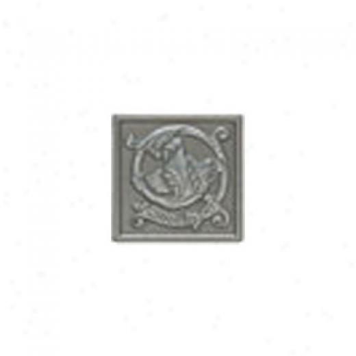 Mohawk Artistic Collection - Accent Statement q- Metals Vintage Pewter Scrolling Leaf Decorative Insert Tile & Stone