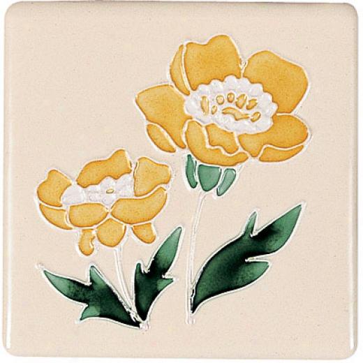 Original Style Floral Garland Clematis 4 X 4 Goldej King-cup Tile & Stne