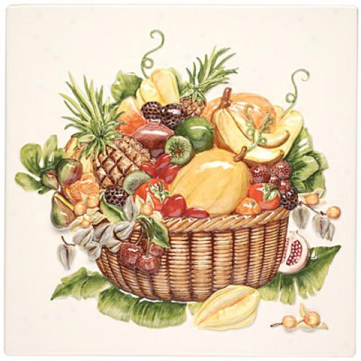 Original Style Fruits Exotiques Hand Painted 12 X 12 Exotic Fruits Plaque Tile & Stone