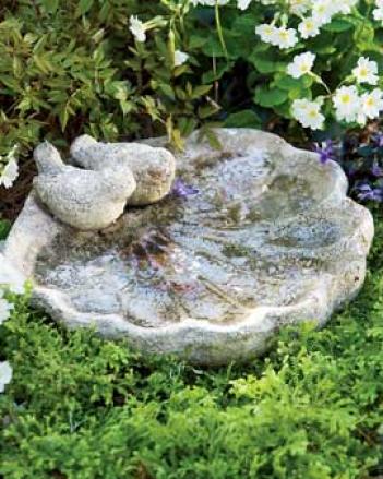 Antiqued Clay Birdbath