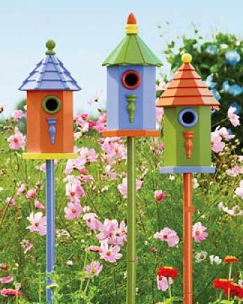 Colorful Birdhouses, Set Of 3, Factory Seconds
