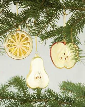 Fruit Slice Ornaments, Set Of 3