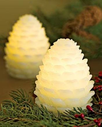 Led Pinecone Candles, Set Of 2