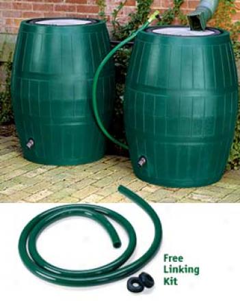 Two Rain Barrels With Free Linking Kit