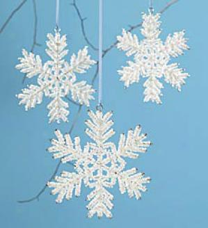 Beaded Snowflake Ornaments, Set Of 3