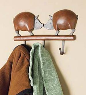 Double Pig Rustic Wall Hook