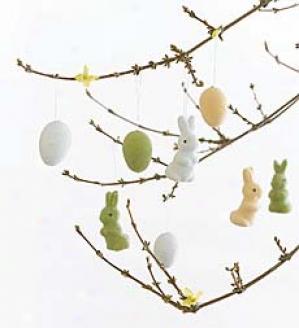 Egg And Bunny Ornaments, Set Of 32