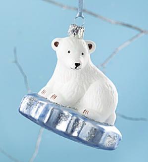 Glass Polar Bear Ormament