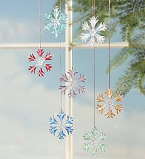 Glass Snowflakes, Set Of 7  Multi Only