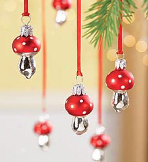 Mini Mushroom Ornaments, Set Of 6