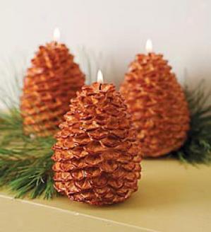 Pine Cone Candles, Set Of 3