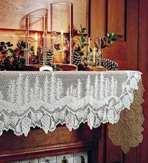 Pine Cone Lace Mantel Scarf   Ecru Only.