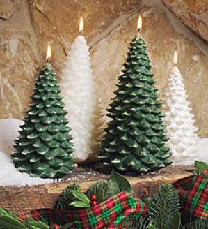 Tree Candles, Set Of 2  White Only