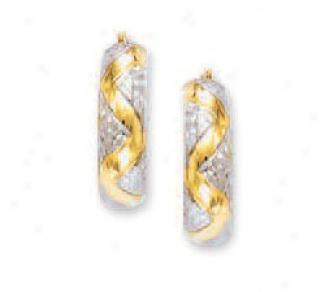 10k Two-tone 6 Mm Diamond-cut Hoop Earrings