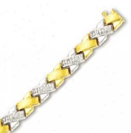 10k Two-tone Bold X Fancy Link Bracelet - 7.25 Inch