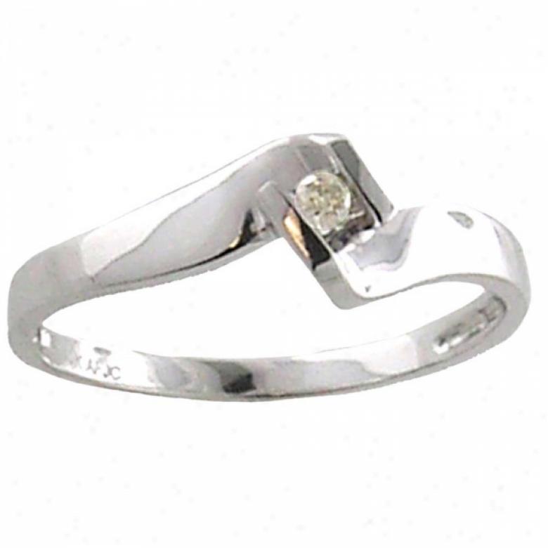 10k White Bypass Diamond Ring