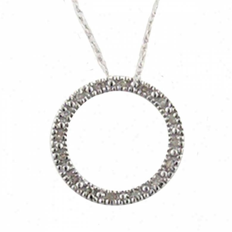 10k White Circle Diamond Pendant
