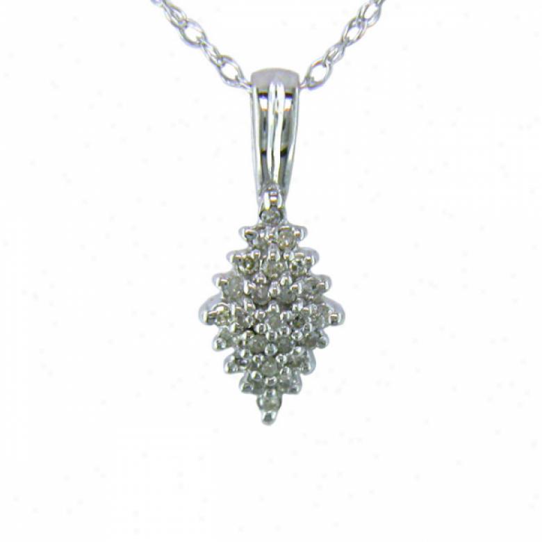 10k White Cluster Diamond Pendant