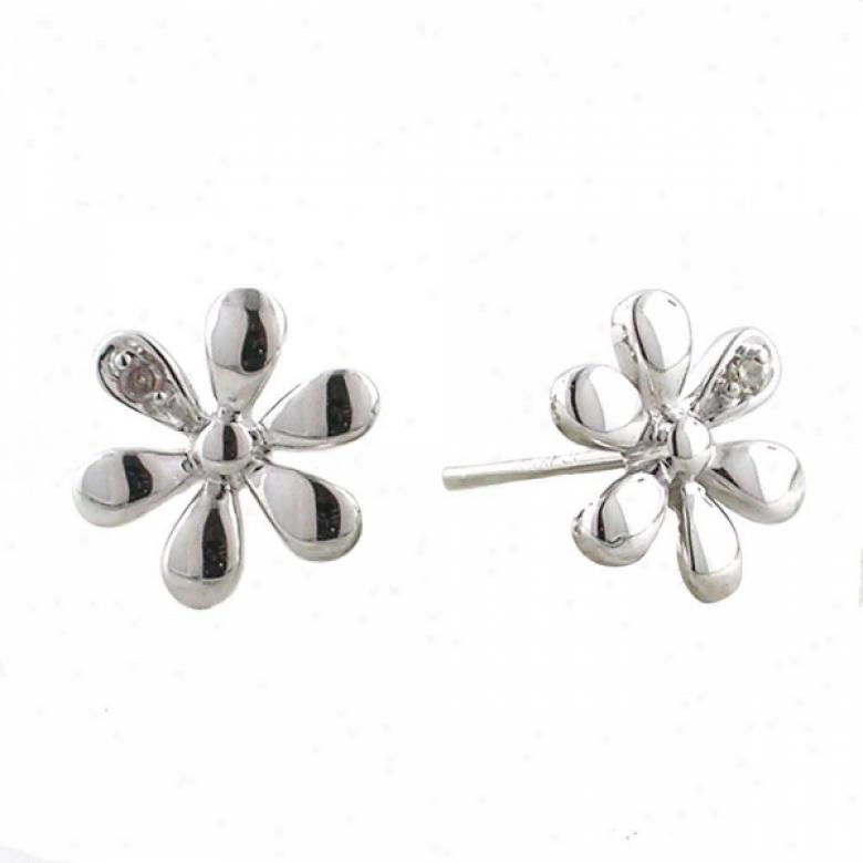 10k White Flower Diamond Earrings