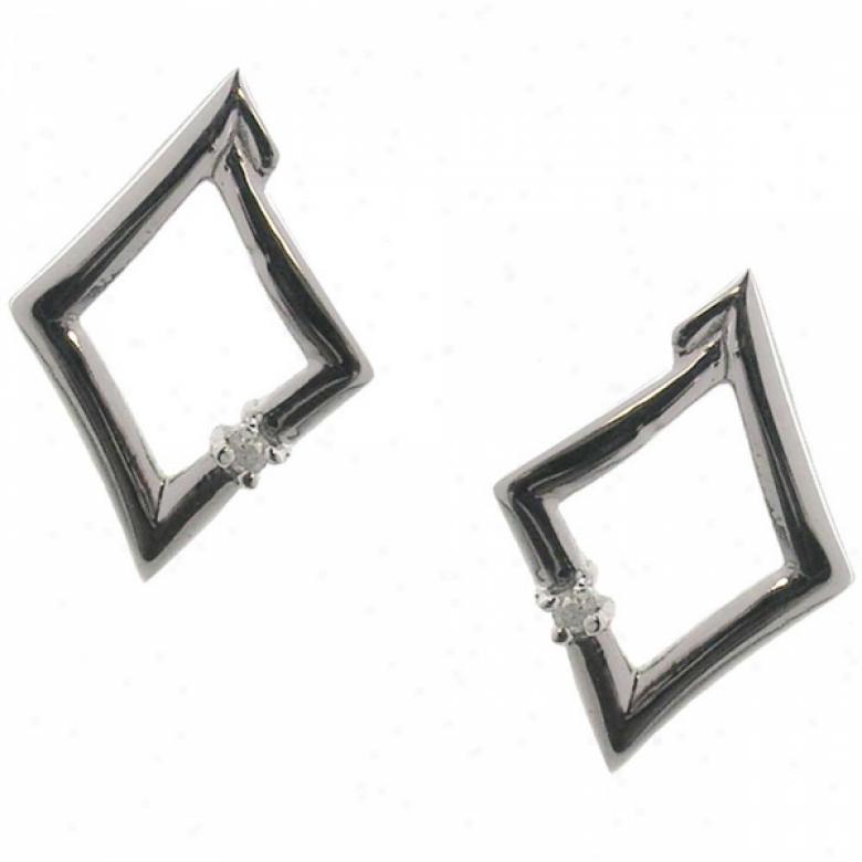 10k White Geometric Daimond Earrings