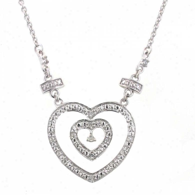 10k White Heart Diamond Necklace