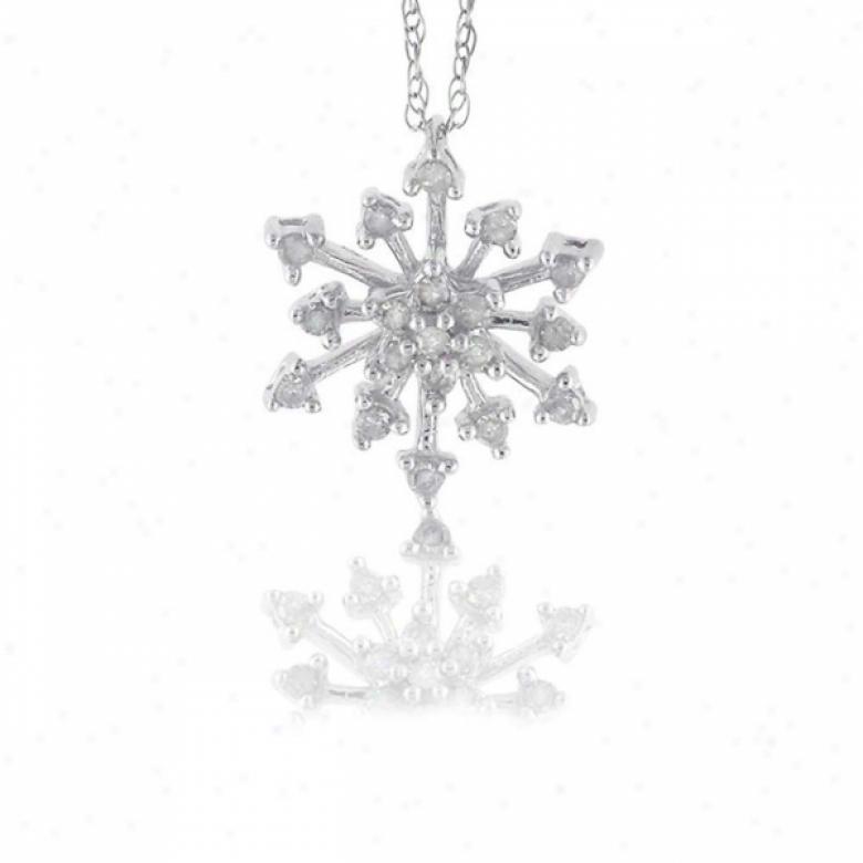 10k White Snow Flake Diamond Pendant