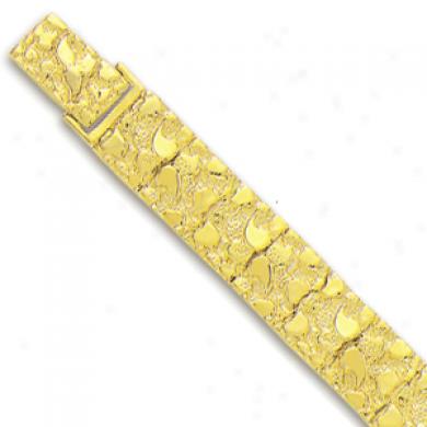 10k Yellow 10 Mm Nugget Bracelet - 8 Inch