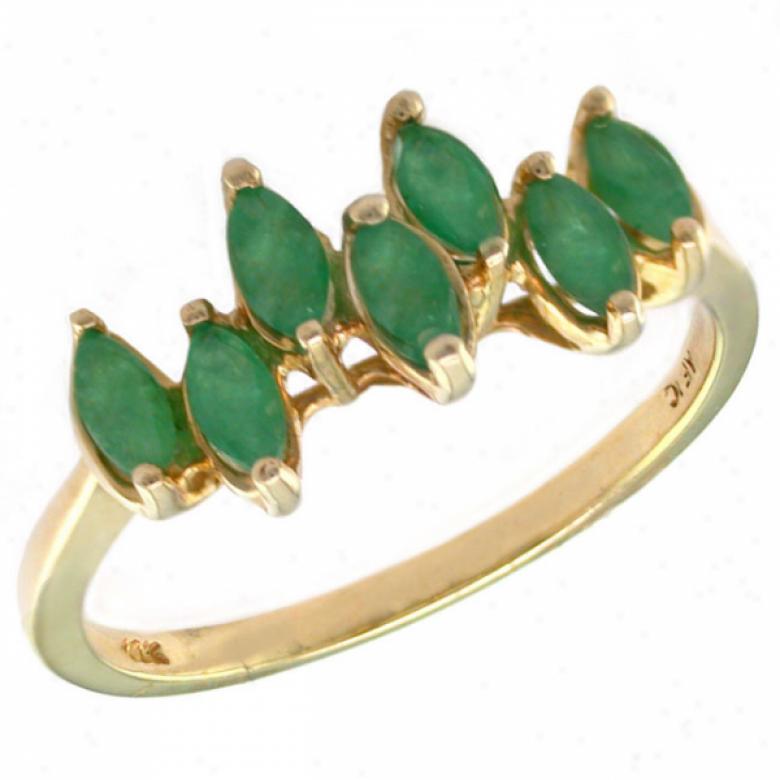 10k Yellow 4x2 Mm Marquise Shape Emerald Ring