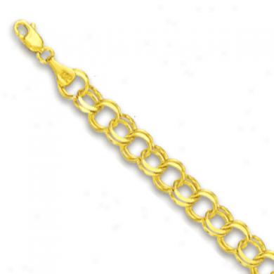 10k Yellow 6 Mm Charm Bracelet - 7 Inch