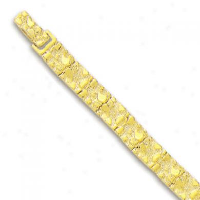 10k Yellow 6 Mm Menns Nugget Bracelet - 8 Inch