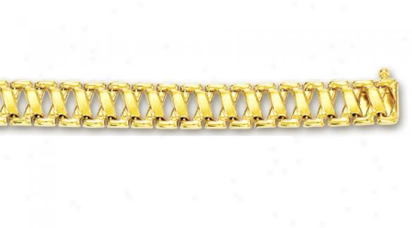 10k Yellow Fancy Link Bracelet - 7.25 Inch