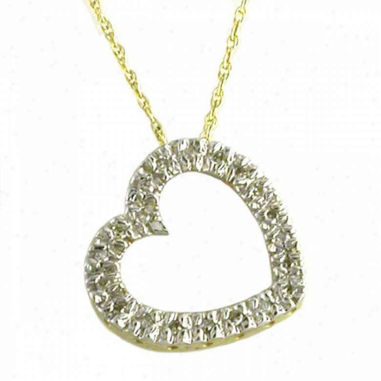 10k Yellow Floating Heart Diamond Pendant